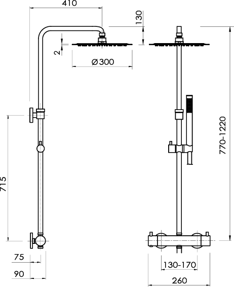 Colonne De Douche Thermostatique Loop Cote Nb Nickel Bross Sanycces